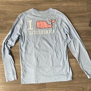 VINEYARD VINES LOUISIANA BLUE WHALE LOGO LONG SLEEVES SHIRT SMALL - MENS